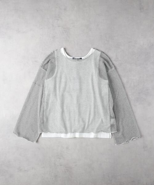 HONEYSUCKLE ROSE(ハニーサックルローズ)の「HONEYSUCKLE ROSE(ハニーサックルローズ)【レディース】シアーボーダーレイヤードTシャツ(アンサンブル・レディース・ブラック/オフホワイト/ベージュ・M/L)」の6枚目の写真