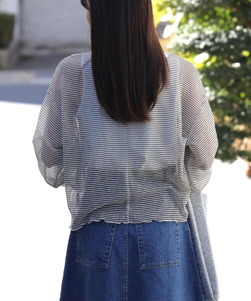 HONEYSUCKLE ROSE(ハニーサックルローズ)の「HONEYSUCKLE ROSE(ハニーサックルローズ)【レディース】シアーボーダーレイヤードTシャツ(アンサンブル・レディース・ブラック/オフホワイト/ベージュ・M/L)」の9枚目の写真