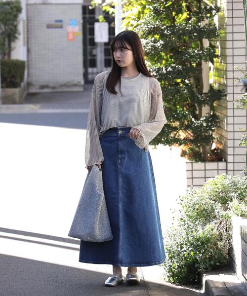 HONEYSUCKLE ROSE(ハニーサックルローズ)の「HONEYSUCKLE ROSE(ハニーサックルローズ)【レディース】シアーボーダーレイヤードTシャツ(アンサンブル・レディース・ブラック/オフホワイト/ベージュ・M/L)」の11枚目の写真