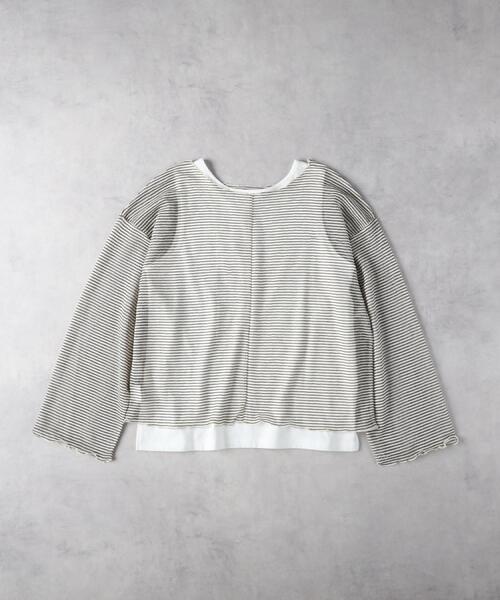 HONEYSUCKLE ROSE(ハニーサックルローズ)の「HONEYSUCKLE ROSE(ハニーサックルローズ)【レディース】シアーボーダーレイヤードTシャツ(アンサンブル・レディース・ブラック/オフホワイト/ベージュ・M/L)」の13枚目の写真