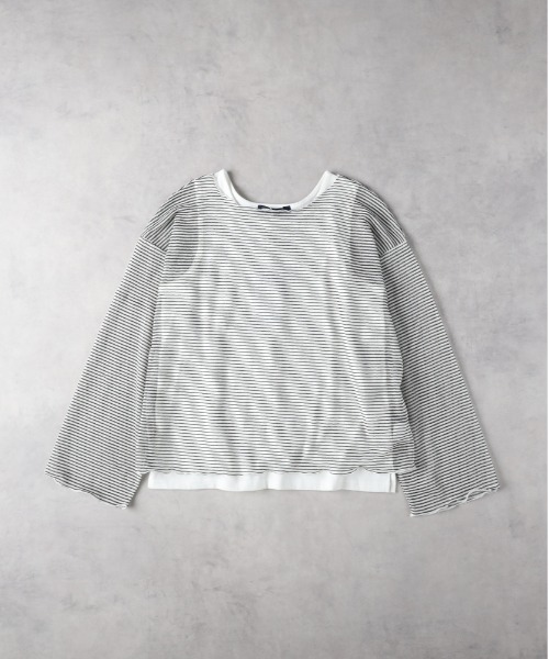 HONEYSUCKLE ROSE（ハニーサックルローズ）の「【HONEYSUCKLE ROSE】シアーボーダーレイヤード（アンサンブル・レディース・ブラック/オフホワイト/ベージュ・M/L）」の2枚目の写真