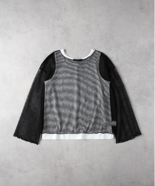 HONEYSUCKLE ROSE（ハニーサックルローズ）の「【HONEYSUCKLE ROSE】シアーボーダーレイヤード（アンサンブル・レディース・ブラック/オフホワイト/ベージュ・M/L）」の17枚目の写真