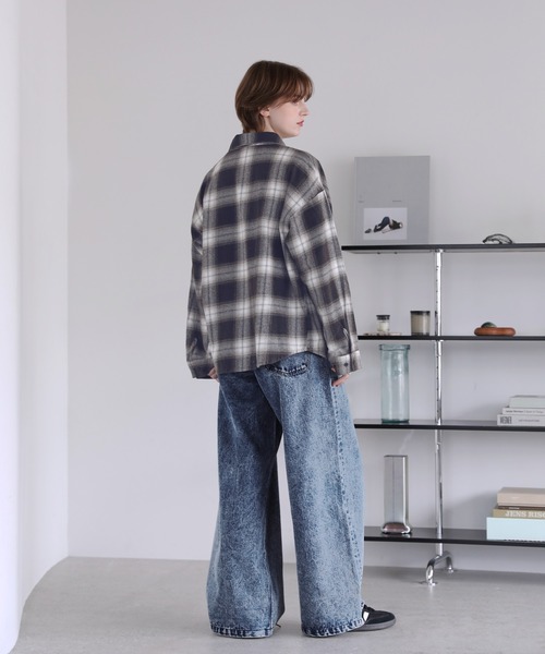 12ozケミカルウォッシュワイドデニムパンツ（デニムパンツ