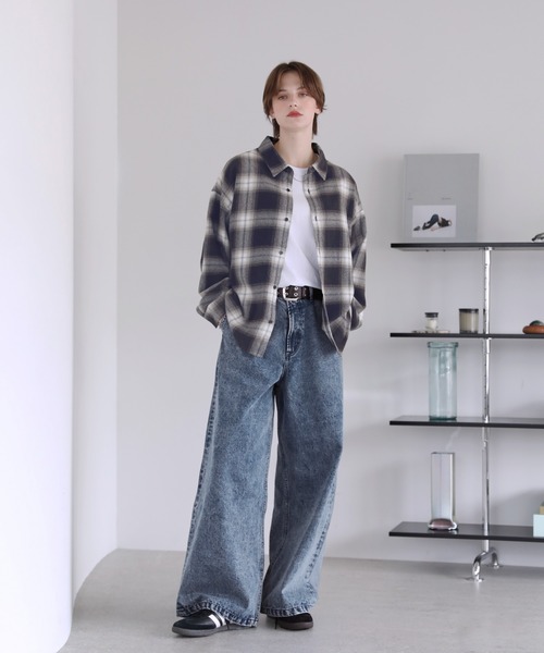 12ozケミカルウォッシュワイドデニムパンツ（デニムパンツ