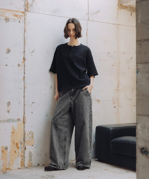 ROCHEM(ローシェン)の「12ozワイドストレートデニムパンツ(デニムパンツ・メンズ・ブラック/ブルー/ダークグレー/ブルー系/インディゴブルー/ライトブルー・S/M/L/XS)」の20枚目の写真