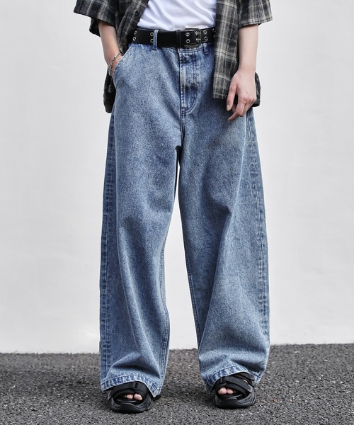 12ozケミカルウォッシュワイドデニムパンツ（デニムパンツ