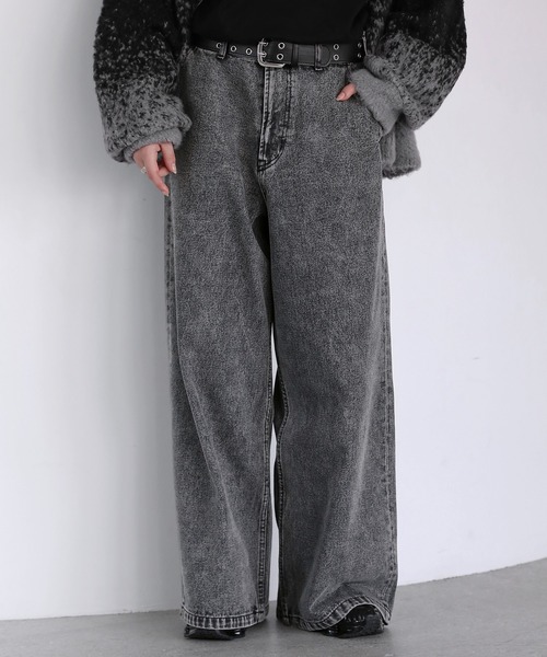 12ozケミカルウォッシュワイドデニムパンツ（デニムパンツ