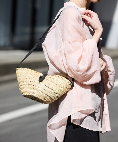 バッグ RAFFIA LEATHER FLAP MINI RAFFIA LEATHER FLAP BAG MINI BLACK ラフィアレザー フラップ