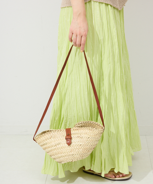 バッグ RAFFIA LEATHER FLAP MINI KECH Le ESSENTIELS RAFFIA LEATHER FLAP MINI[UWA5-KBG-2341
