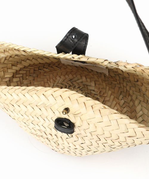バッグ RAFFIA LEATHER FLAP MINI RAFFIA LEATHER FLAP BAG MINI BLACK ラフィアレザー フラップ
