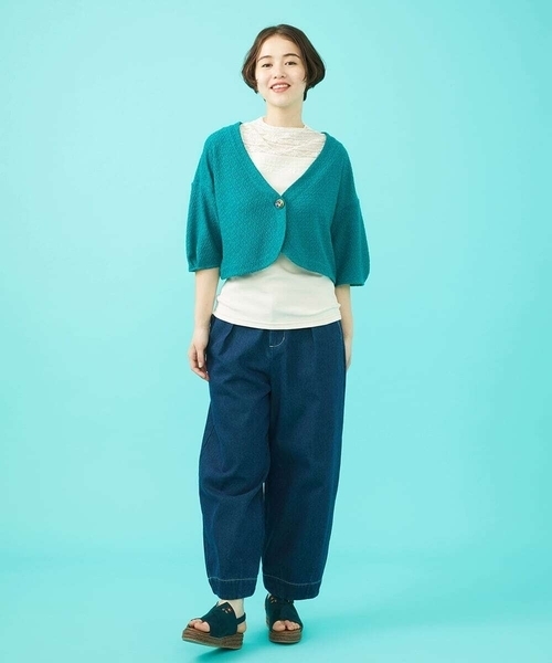 Jocomomola(ホコモモラ)の「フライスフラワーレースタンクトップ(Tシャツ/カットソー・レディース・ダークインディゴブルー/アイボリー/ブラック・40)」の10枚目の写真