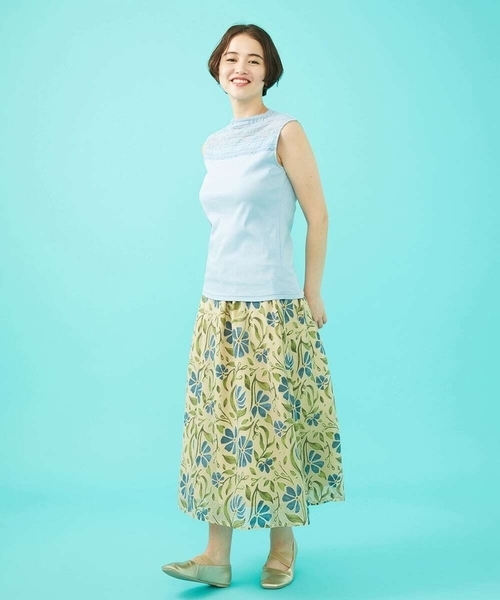 Jocomomola(ホコモモラ)の「フライスフラワーレースタンクトップ(Tシャツ/カットソー・レディース・ダークインディゴブルー/アイボリー/ブラック・40)」の13枚目の写真