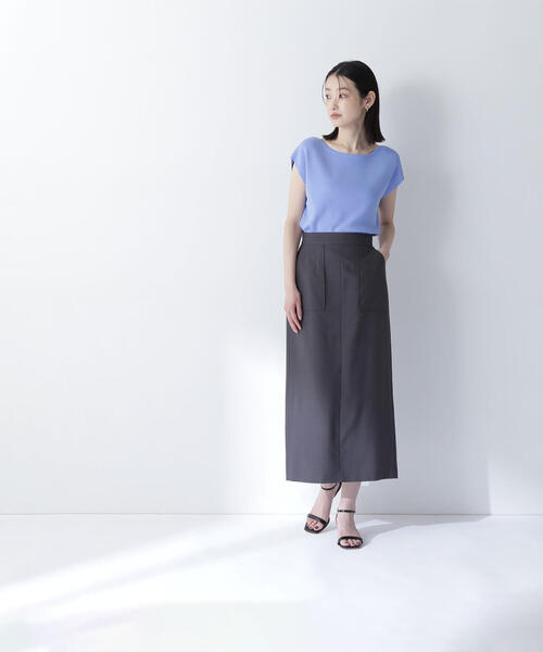 NATURAL BEAUTY BASIC(ナチュラルビューティーベーシック)の「◇リネンライクアウトポケットスカート(スカート・レディース・ベージュ/チャコールグレー・SMALL/MEDIUM/P/S)」の3枚目の写真