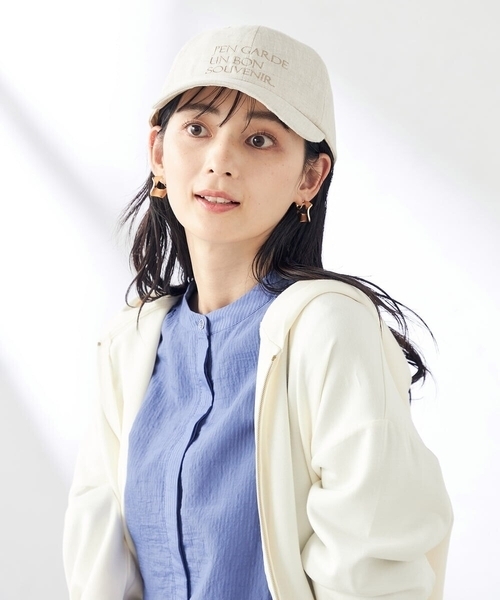 a.v.v(アーヴェヴェ)の「麻リボンキャップ(キャップ・レディース・ピンク/アイボリー/ベージュ・38)」の2枚目の写真