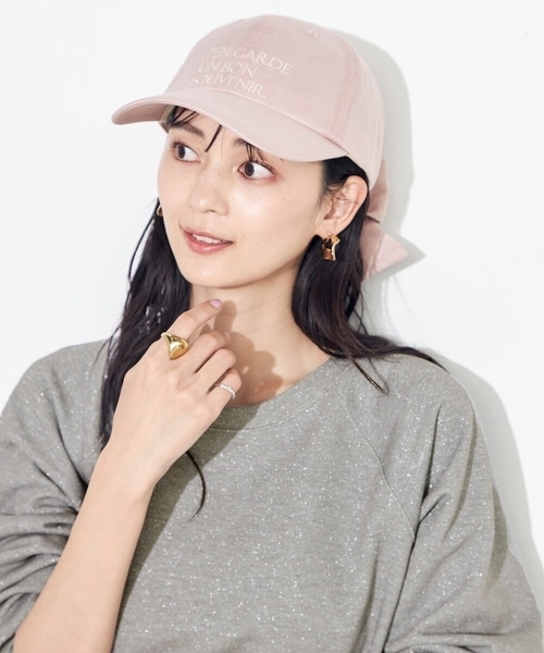 a.v.v(アーヴェヴェ)の「麻リボンキャップ(キャップ・レディース・ピンク/アイボリー/ベージュ・38)」の10枚目の写真
