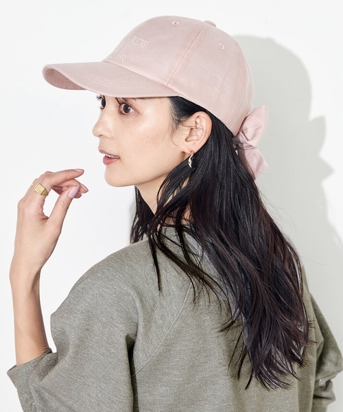 a.v.v(アーヴェヴェ)の「麻リボンキャップ(キャップ・レディース・ピンク/アイボリー/ベージュ・38)」の11枚目の写真