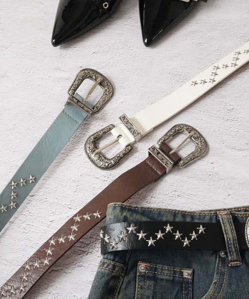Port / ポート 】 スター スタッズ シルバーバックル ベルト