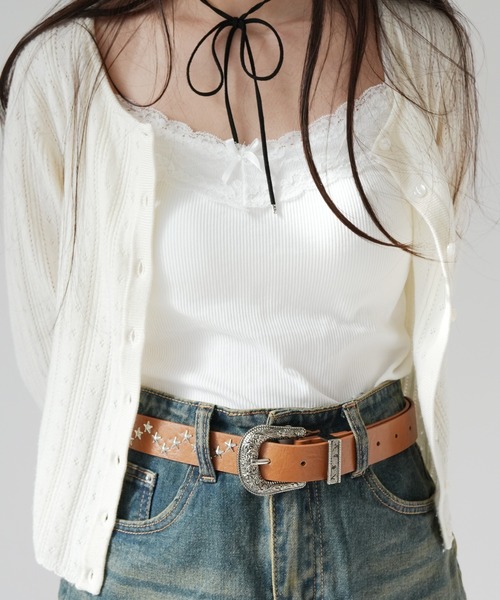 Port(ポート)の「【 SORUTT / ソルト 】 スター スタッズ シルバーバックル ベルト #(ベルト・レディース・ブラック/ライトブルー/ホワイト/ダークブラウン/キャメル・FREE)」の11枚目の写真