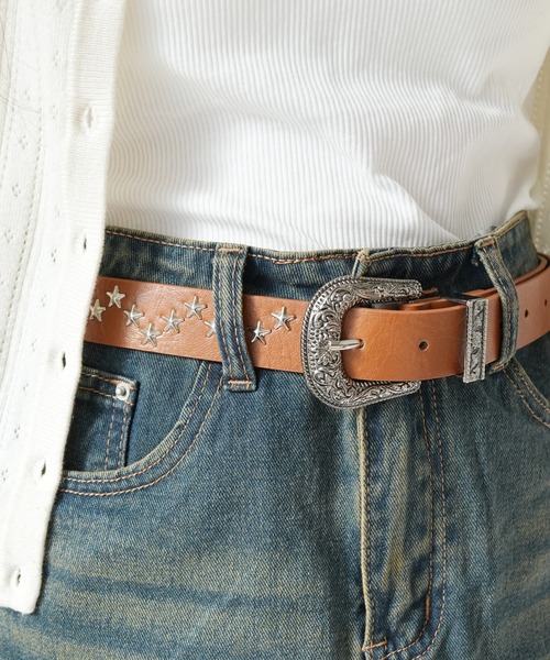 Port(ポート)の「【 SORUTT / ソルト 】 スター スタッズ シルバーバックル ベルト #(ベルト・レディース・ブラック/ライトブルー/ホワイト/ダークブラウン/キャメル・FREE)」の12枚目の写真