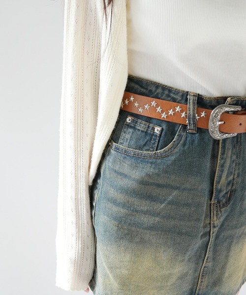 Port(ポート)の「【 SORUTT / ソルト 】 スター スタッズ シルバーバックル ベルト #(ベルト・レディース・ブラック/ライトブルー/ホワイト/ダークブラウン/キャメル・FREE)」の14枚目の写真