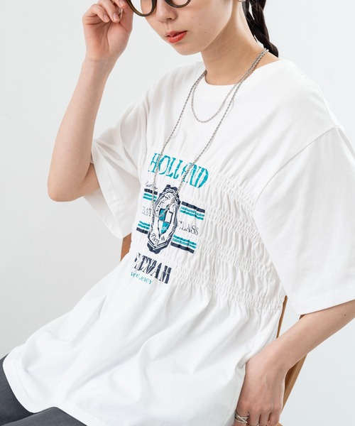 SABUROKU(サブロク)の「【SABUROKU】 今季の マストアイテム フロント シャーリング Tシャツ が登場!(Tシャツ/カットソー・レディース・ホワイト/チャコールグレー・M)」の13枚目の写真