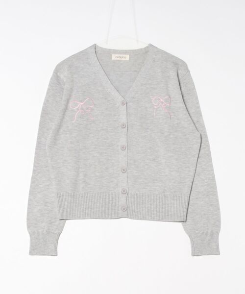 aimoha(アイモハ)の「【aimoha】リボン刺繍Vネックニットカーディガン(カーディガン/ボレロ・レディース・ライトベージュ/チョコ/ネイビー/ライトグレー/ブルー/グレー・FREE)」の9枚目の写真