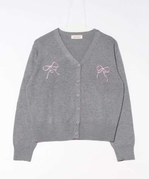 aimoha(アイモハ)の「【aimoha】リボン刺繍Vネックニットカーディガン(カーディガン/ボレロ・レディース・ライトベージュ/チョコ/ネイビー/ライトグレー/ブルー/グレー・FREE)」の10枚目の写真