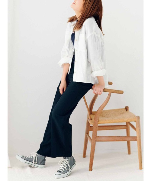 Live in comfort（リブインコンフォート）の「リブ　イン　コンフォート　ダブルガーゼを軽やかにはおる　やわらかなコットンシャツ（シャツ/ブラウス・レディース・モカ/グリーン/オフホワイト・M/L/LL/3L/S）」の4枚目の写真