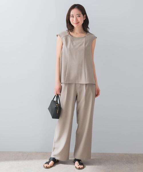 F by ROSSO（エフバイロッソ）の「『UR TECH DRYLUXE』F by ROSSO　フレンチブラウス+ワイドパンツ（セットアップ・レディース・ブラック/モカ/ベージュ・36/38）」の15枚目の写真