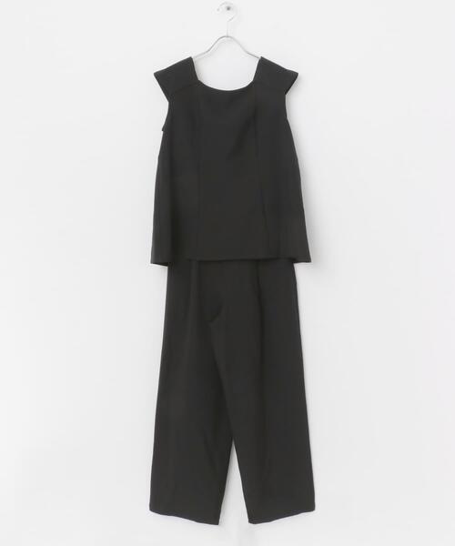 F by ROSSO（エフバイロッソ）の「『UR TECH DRYLUXE』F by ROSSO　フレンチブラウス+ワイドパンツ（セットアップ・レディース・ブラック/モカ/ベージュ・36/38）」の8枚目の写真