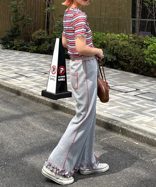 HELLO.SANFRANCISCO(ハローサンフランシスコ)の「【HELLO.SANFRANCISCO】マルチボーダーメロートップス(Tシャツ/カットソー・レディース・レッド/グリーン/ブラウン・ONE SIZE)」の15枚目の写真