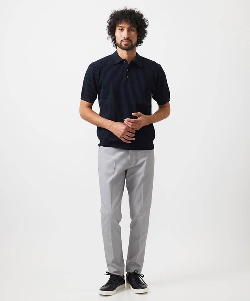 MICHEL KLEIN HOMME   （ミッシェルクランオム）の「ニットポロシャツ（ポロシャツ・メンズ・ベージュ/ネイビー・MEDIUM/LARGE/X-LARGE）」の8枚目の写真