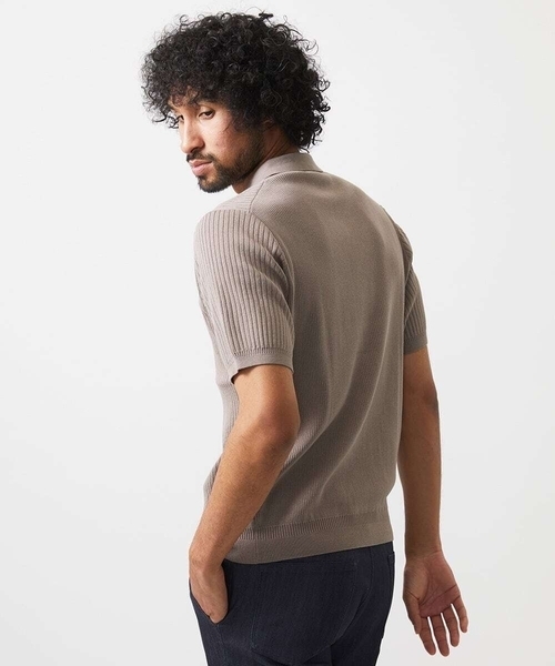 MICHEL KLEIN HOMME   （ミッシェルクランオム）の「ニットポロシャツ（ポロシャツ・メンズ・ベージュ/ネイビー・MEDIUM/LARGE/X-LARGE）」の14枚目の写真