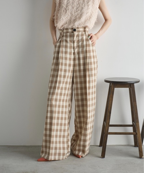 KENZO チェック柄タックワイドパンツ 91412114b_b_06_500.jpg