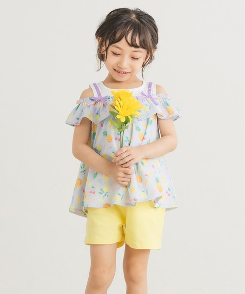 AIMABLE（エマーブル）の「リボン刺繍ショートパンツ（スカート・キッズ・ミント/イエロー・100/110/120/130/140）」の2枚目の写真