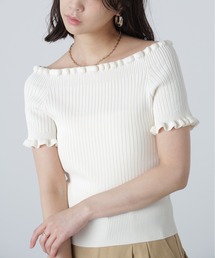 FREE'S MART | ◆2WAYオフショルフリルリブ半袖ニット(ニット/セーター)