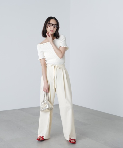 FREE'S MART（フリーズマート）の「◆2WAYオフショルフリルリブ半袖ニット（ニット/セーター・レディース・ブラック/オレンジ/ホワイト/ブラウン/ブルー系その他・FREE）」の22枚目の写真