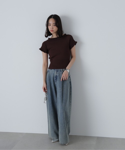 FREE'S MART（フリーズマート）の「◆2WAYオフショルフリルリブ半袖ニット（ニット/セーター・レディース・ブラック/オレンジ/ホワイト/ブラウン/ブルー系その他・FREE）」の11枚目の写真