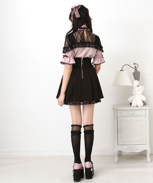 DearMyLove（ディアマイラブ）の「ハートビジューリボンオフショル風レースブラウス（シャツ/ブラウス・レディース・ブラック/ベビーピンク/ホワイト×ブラック/ホワイト×ピンク・3L/LL/LARGE/MEDIUM）」の18枚目の写真