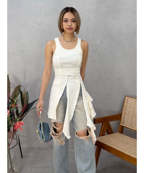 EVRIS（エヴリス）の「アシンメトリージップタンクワンピース（ワンピース・レディース・ホワイト/カーキ/ブラック・FREE）」の20枚目の写真