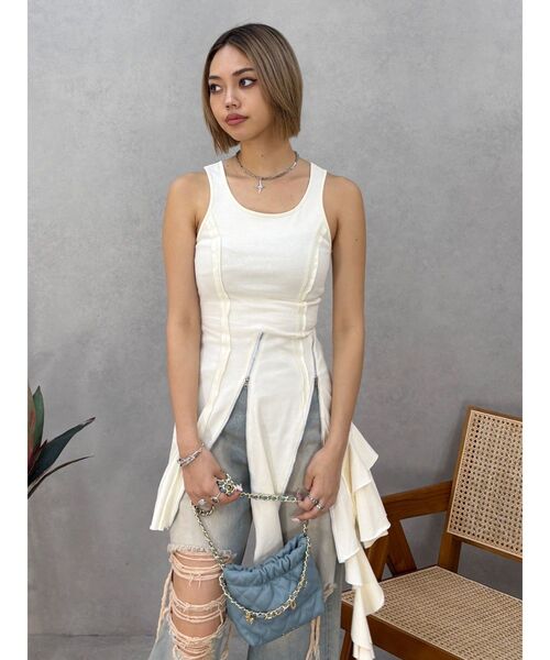 EVRIS（エヴリス）の「アシンメトリージップタンクワンピース（ワンピース・レディース・ホワイト/カーキ/ブラック・FREE）」の21枚目の写真