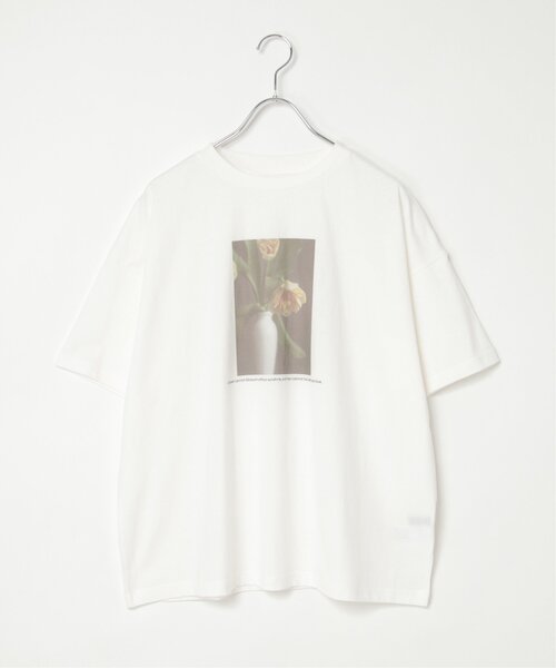 セール】綿天竺フラワープリントTシャツ（Tシャツ/カットソー