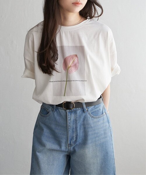 VENCEEXCHANGE(ヴァンスエクスチェンジ)の「綿天竺フラワープリントTシャツ(Tシャツ/カットソー・レディース・その他1/ブラック/オフホワイト・FREE)」の11枚目の写真