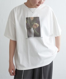 綿天竺フラワープリントTシャツ