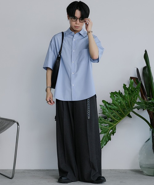 WYM LIDNM スラックス BREEZE TWEED DEEP TUCK BAGGY SLACKS