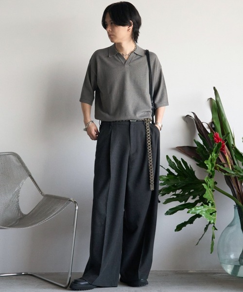 BREEZE TWEED DEEP TUCK BAGGY SLACKS（スラックス）｜WYM LIDNM