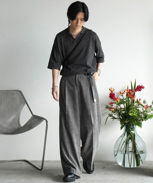 BREEZE TWEED DEEP TUCK BAGGY SLACKS（スラックス）｜WYM LIDNM