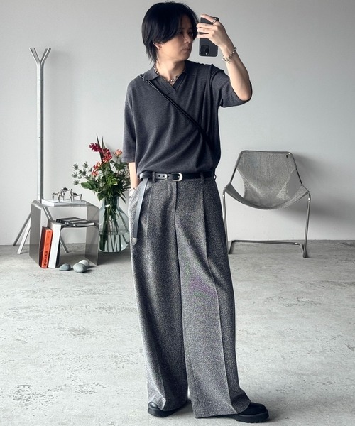 BREEZE TWEED DEEP TUCK BAGGY SLACKS（スラックス）｜WYM LIDNM