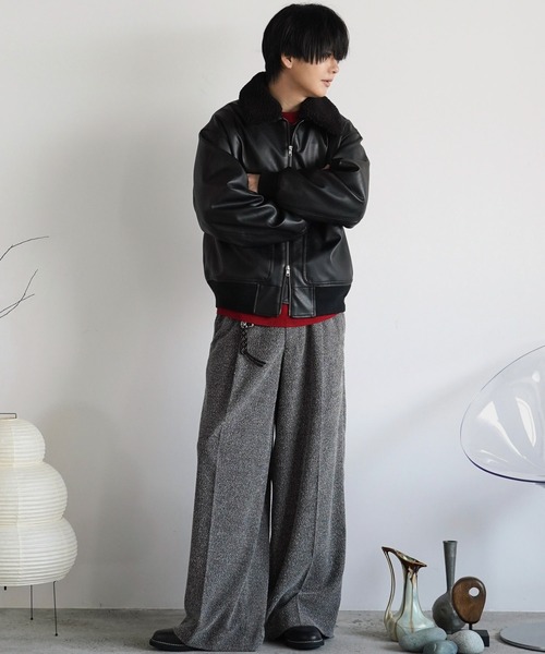 BREEZE TWEED DEEP TUCK BAGGY SLACKS（スラックス）｜WYM LIDNM