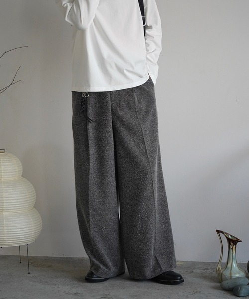 WYM TWEED BAGGY SLACKS Mサイズ　グレー WYM TWEED BAGGY SLACKS Mサイズ グレー WYM】 TWEED BAGGY